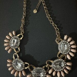 LOFT Gold and Pink Necklace with Ornate Medallion Design